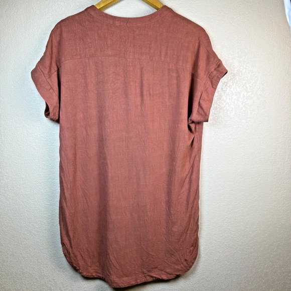 ASTR The Label Women’s Orange Short Sleeve Tunic Mini Dress Linen Blend - XS - Picture 3 of 4